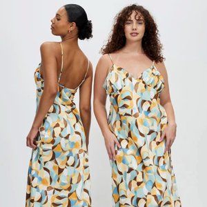 ABERCROMBIE NWT Ruched Satin Slip Midi Dress - S Petite